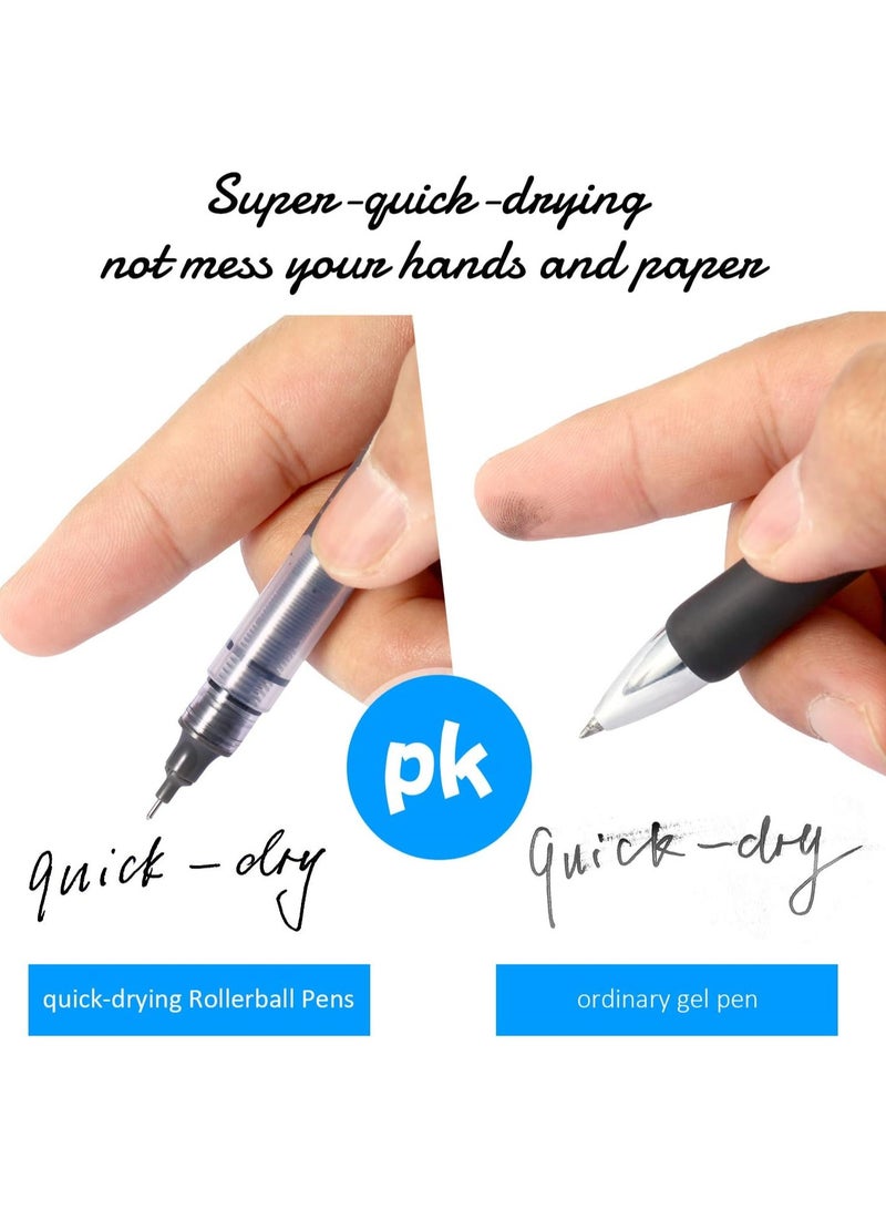 QIBANG 12 Pieces Rolling Ball Pens 0.5 mm Japanese Quick Drying Fine Point Pens Liquid Ink Smooth Writing for Office Student Back to School Supplies，Ballpoint Pen - Image 3