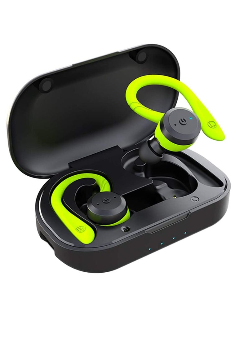 AROAQ Bluetooth Headphones, True Wireless Earbuds With Charging Case, IPX7 Waterproof Stereo Sound Earphones With Built In Mic, Dual Wear Style Sport Wireless Headset For Sports Running, (1pc, Green) - Image 1