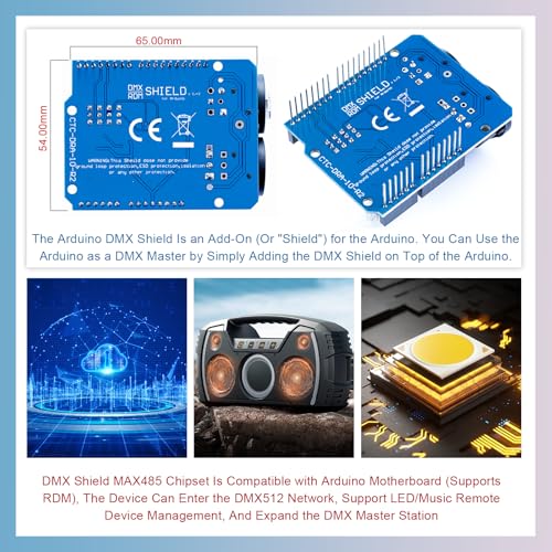 CQRobot DMX Shield MAX485 Chipset Compatible with Arduino Motherboard (RDM Capable), with XLR 3-Pin Male/Female Connectors, Device into DMX512 Network, LED/Music Remote Device Management Capable. - Image 5