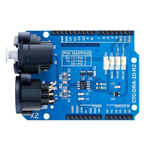 CQRobot DMX Shield MAX485 Chipset Compatible with Arduino Motherboard (RDM Capable), with XLR 3-Pin Male/Female Connectors, Device into DMX512 Network, LED/Music Remote Device Management Capable. - Image 1