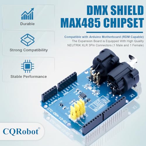 CQRobot DMX Shield MAX485 Chipset Compatible with Arduino Motherboard (RDM Capable), with XLR 3-Pin Male/Female Connectors, Device into DMX512 Network, LED/Music Remote Device Management Capable. - Image 2