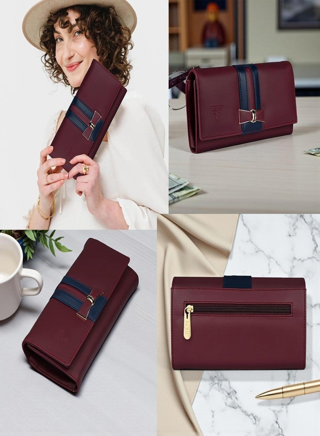 ALSU Women's Premium PU Leather Wallet Hand Purse Maroon | Multi-Compartment Clutch Purse with 6 Card Slots, Coin Pocket & Zipper Closure (irf-001mar) - Image 4