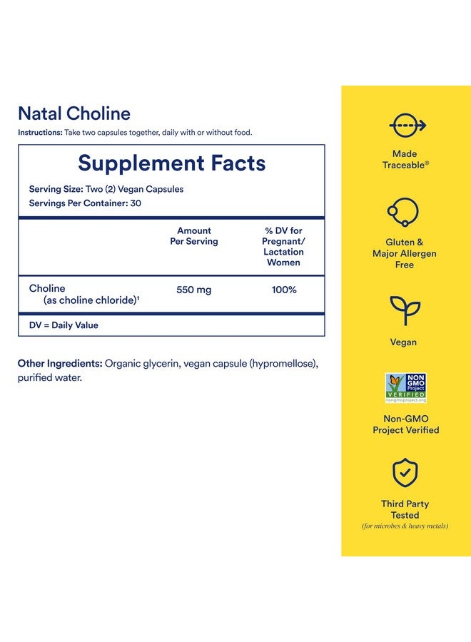 Ritual Natal Choline Supplement, 550mg, Supports Baby’s Cognitive Function When Taken During Pregnancy and Choline Content in Breastmilk*, 30 Day Supply