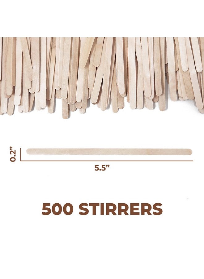 Makerstep Makerstep 500 Wooden Coffee Stirrers 5.5 Inch with Storage Box, Sturdy Natural Birch Wood Coffee Stir Sticks. Eco-friendly, Splinter Free, Round Ends. BPA Free Swizzle Drinks Sticks  - Image 2