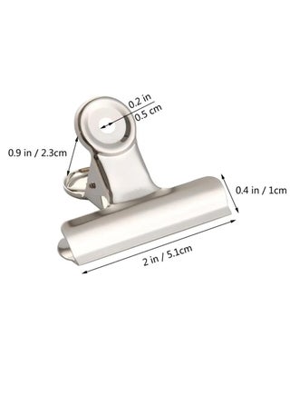 10 Pack Silver Metal Hinge Clips -2 Inch Large Bull Binder Paper Clips Clamp for Office Pictures Photos, Kitchen Food Bags (50mm) - view 2