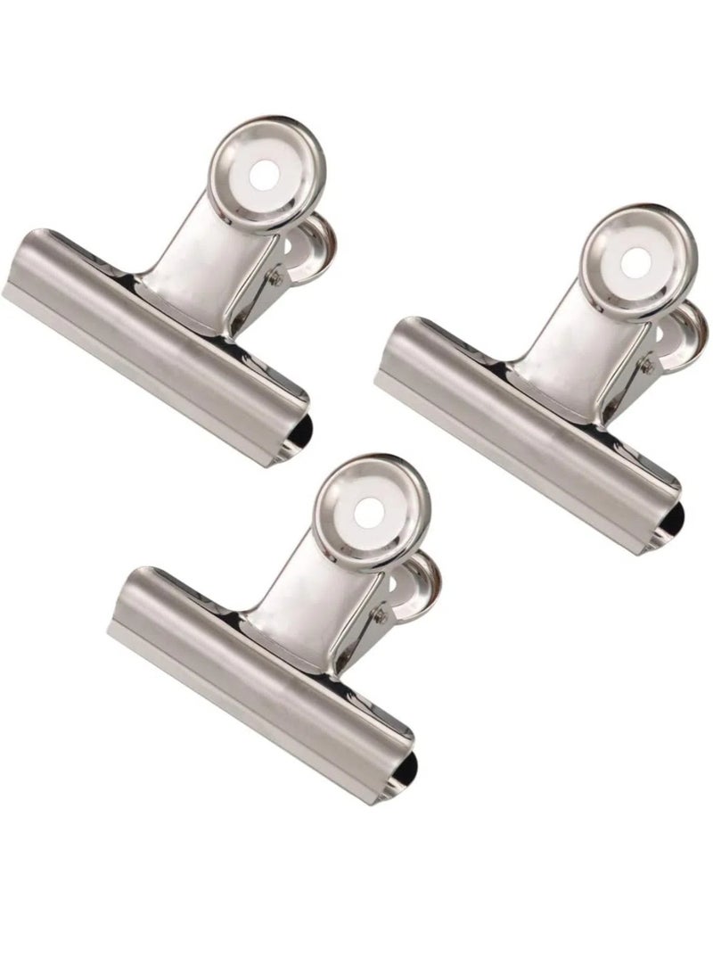 CHU DAI 10 Pack Silver Metal Hinge Clips -2 Inch Large Bull Binder Paper Clips Clamp for Office Pictures Photos, Kitchen Food Bags (50mm) - Image 1