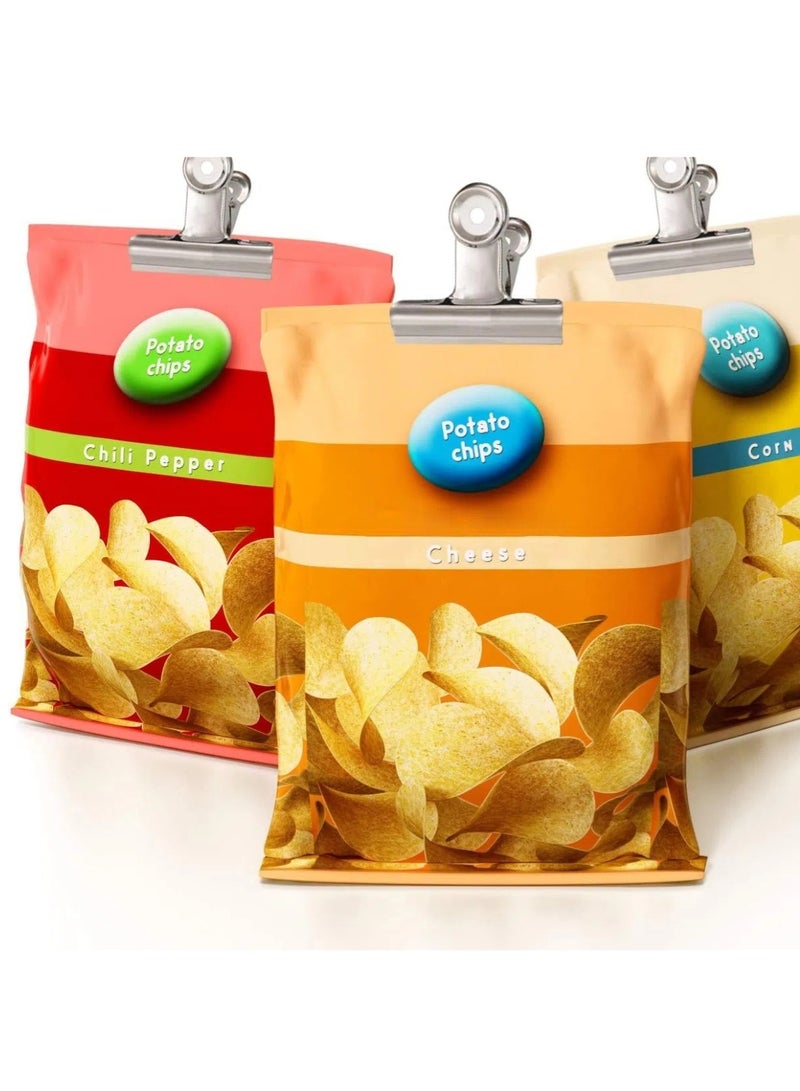 CHU DAI 10 Pack Silver Metal Hinge Clips -2 Inch Large Bull Binder Paper Clips Clamp for Office Pictures Photos, Kitchen Food Bags (50mm) - Image 3