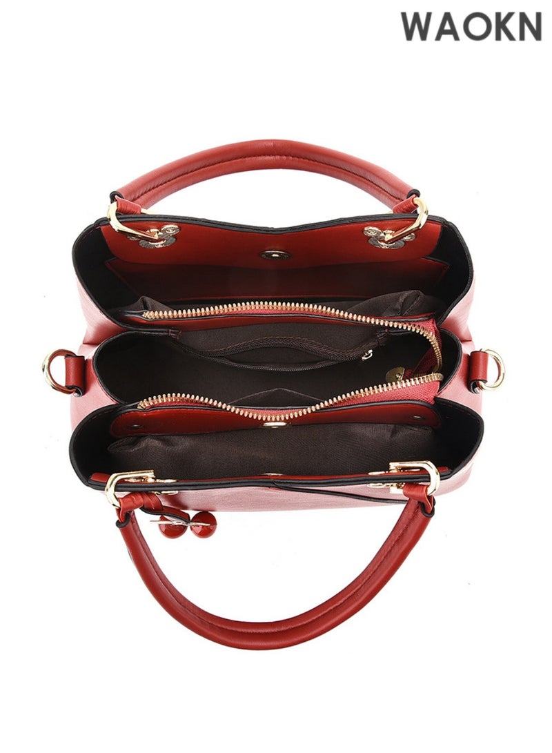 WAOKN Women's Crossbody Bags - Women's Handbags and Wallets, Fashion Shoulder Bags with Adjustable Strap, Multi-Pocket Organizer, Zipper Closure - Fashionable Work Tote Bags and Casual Tote Bags for Women (Red) - Image 3