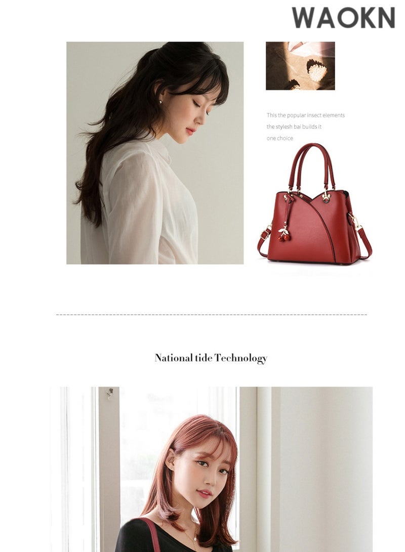 WAOKN Women's Crossbody Bags - Women's Handbags and Wallets, Fashion Shoulder Bags with Adjustable Strap, Multi-Pocket Organizer, Zipper Closure - Fashionable Work Tote Bags and Casual Tote Bags for Women (Red) - Image 4