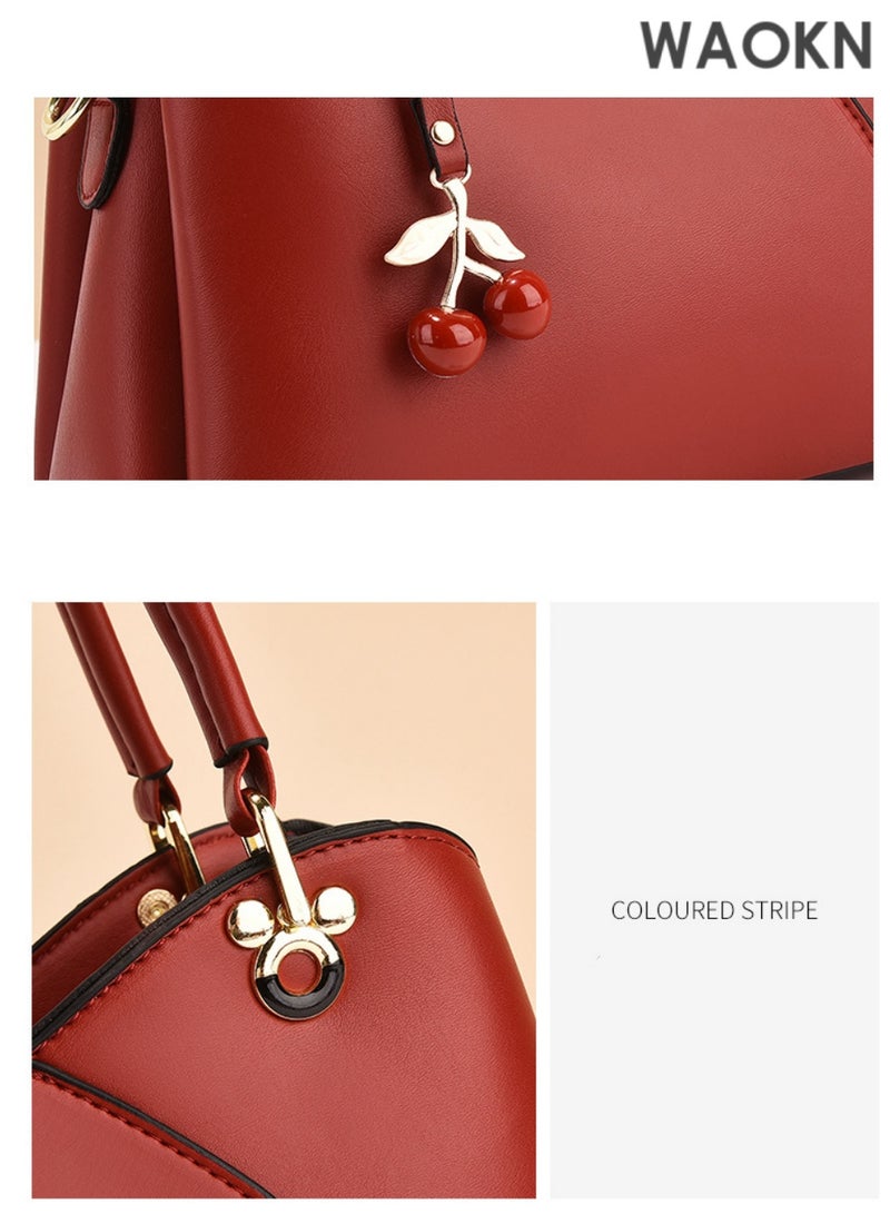 WAOKN Women's Crossbody Bags - Women's Handbags and Wallets, Fashion Shoulder Bags with Adjustable Strap, Multi-Pocket Organizer, Zipper Closure - Fashionable Work Tote Bags and Casual Tote Bags for Women (Red) - Image 5