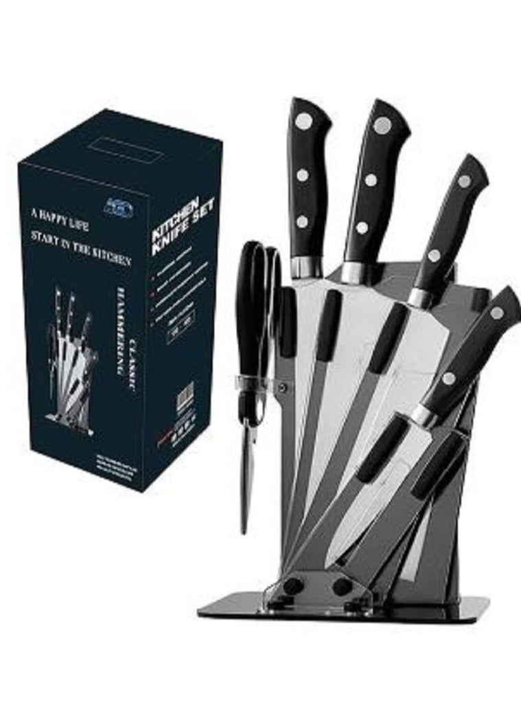 إيه جي دي طقم سكاكين من 5 قطع مع حامل أسود/ فضي YG-603 - Image 2