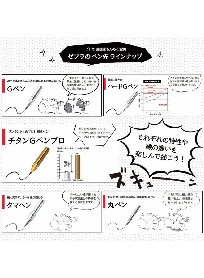 Zebra Technologies Zebra Comic G Model Chrome Pen Nib, 10 Nibs (1 Pack) (PG-6B-C-K) - Image 5