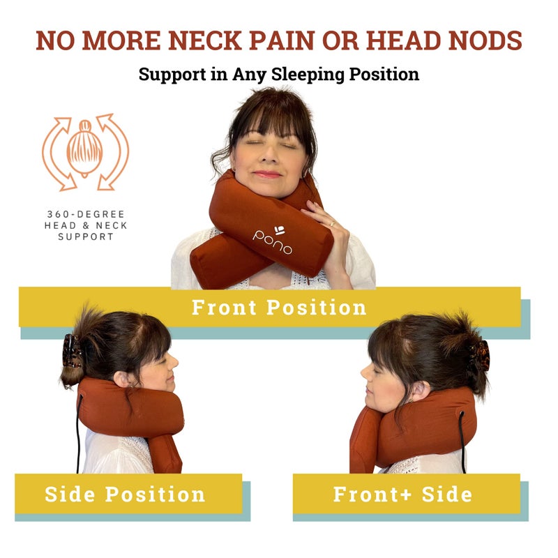 Pono Neck Cradle Travel Pillow (Patented): Memory Foam, Ergonomic 360Â° Adjustable Support, Prevents Head Nods. Infinity Shape Fits All Adults. Foldable Design for Easy Portability (Amber Blaze) - Image 5