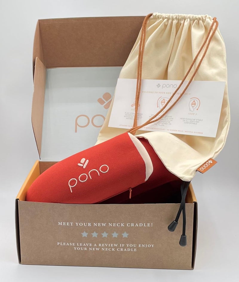 Pono Neck Cradle Travel Pillow (Patented): Memory Foam, Ergonomic 360Â° Adjustable Support, Prevents Head Nods. Infinity Shape Fits All Adults. Foldable Design for Easy Portability (Amber Blaze) - Image 2