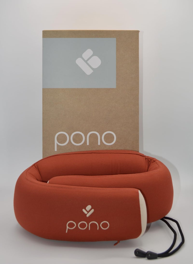 Pono Neck Cradle Travel Pillow (Patented): Memory Foam, Ergonomic 360Â° Adjustable Support, Prevents Head Nods. Infinity Shape Fits All Adults. Foldable Design for Easy Portability (Amber Blaze) - Image 1