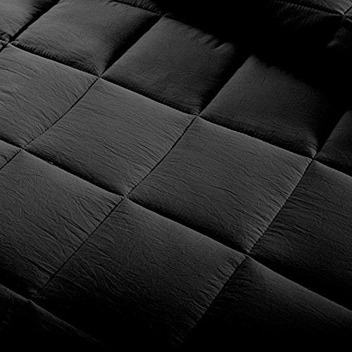 EVOLIVE All Season Pre Washed Soft Microfiber White Goose Down Alternative Comforter with Box Stitching (Black, Full/Queen) - Image 5