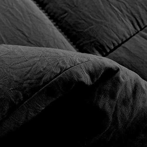 EVOLIVE All Season Pre Washed Soft Microfiber White Goose Down Alternative Comforter with Box Stitching (Black, Full/Queen) - Image 4