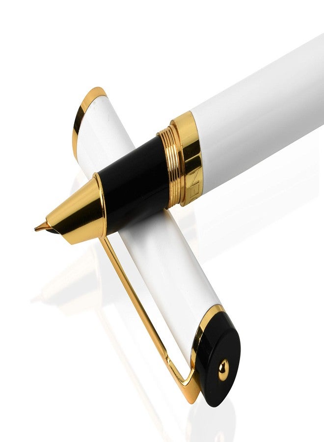 Dryden Designs Fountain Pen - Medium and Fine Nibs | Includes 24 Ink Cartridges and Ink Refill Converter | Calligraphy Pen, Consistent Writing, Smooth Flow - Pearl White. - Image 3