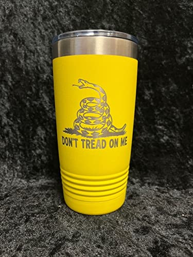 20 oz Yellow Gadsden Flag Dont Tread On Me Tumbler  Snake American Flag Coffee Travel Mug  Double Insulated American Made