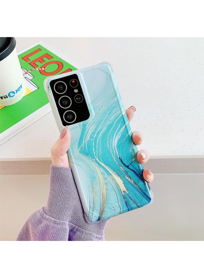 The Bros Four Corners Anti-Shattering Flow Gold Marble IMD Phone Back Cover Case For Samsung Galaxy Note20 Ultra