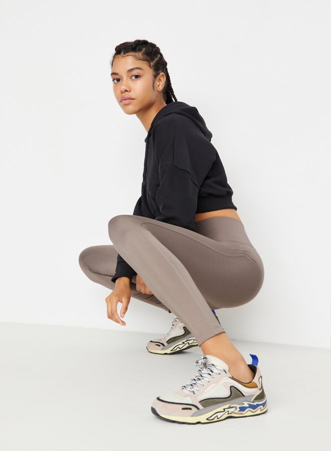 trendyol Mink Wide Waist Elastic Extra Compression Full Length Knitted Sports Leggings - Image 4