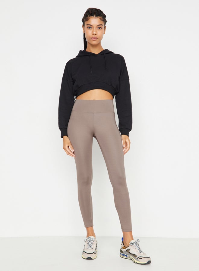 trendyol Mink Wide Waist Elastic Extra Compression Full Length Knitted Sports Leggings - Image 2