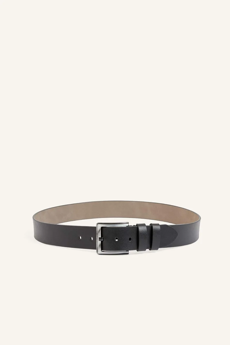 Man Rectangle Clasp Faux Leather Classic Belt