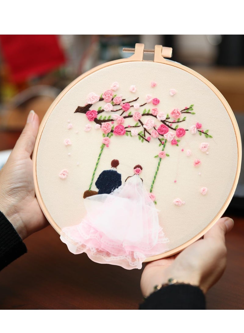 SYOSI Embroidery Kit for Beginners, Hand DIY Cross Stitch Kits, Plants Flowers Embroidery and Wedding Patterns with Embroidery Hoops and Color Threads for Adults Kids (Wedding) - Image 3