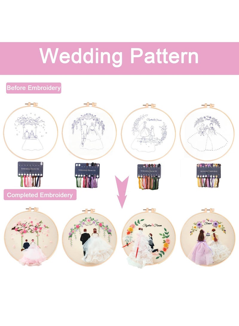 SYOSI Embroidery Kit for Beginners, Hand DIY Cross Stitch Kits, Plants Flowers Embroidery and Wedding Patterns with Embroidery Hoops and Color Threads for Adults Kids (Wedding) - Image 5