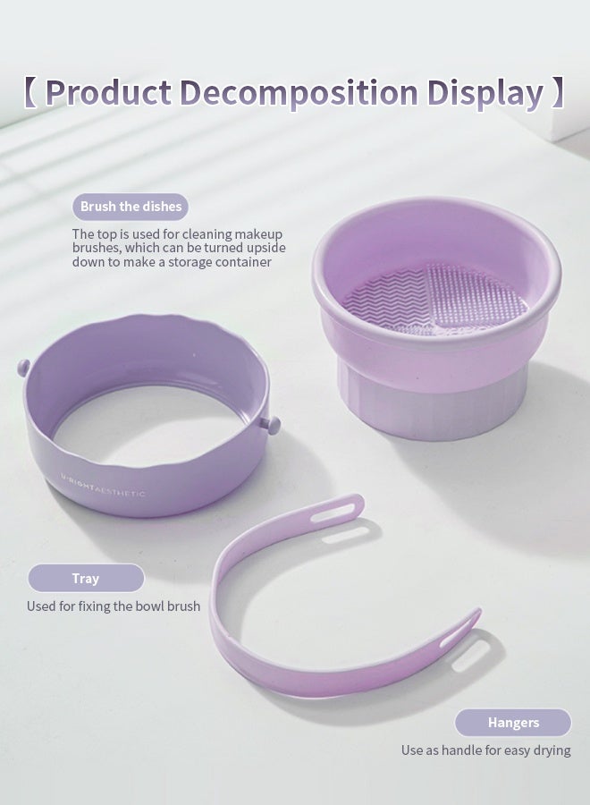 Aknzlmed 1pc 2-in-1 Silicone Makeup Brush Cleaner Pad with Drying Rack - Portable, Scent-Free, Multi-Functional Cleaning Tool for All Brush Sizes, Includes Holder & Quick-Dry Design, Ideal for Cosmetic Accessories Storage, Cleaning Brush - Image 2