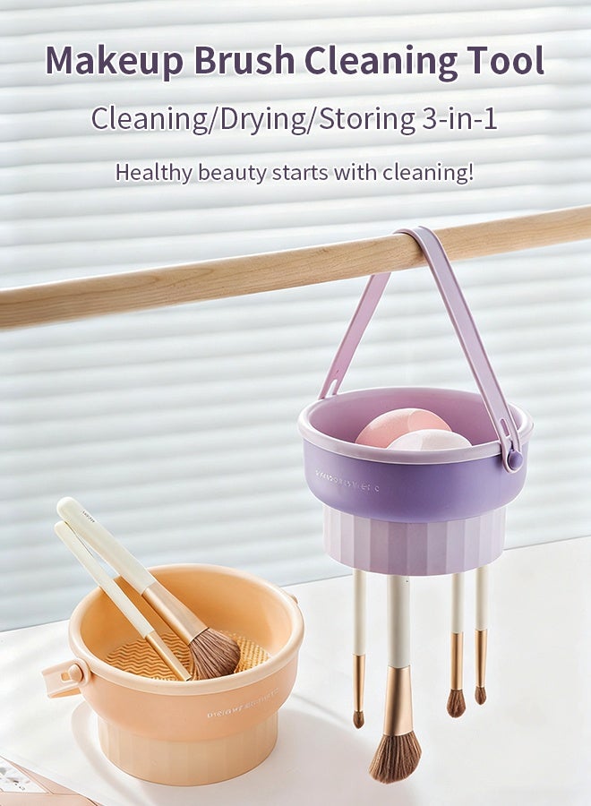 Aknzlmed 1pc 2-in-1 Silicone Makeup Brush Cleaner Pad with Drying Rack - Portable, Scent-Free, Multi-Functional Cleaning Tool for All Brush Sizes, Includes Holder & Quick-Dry Design, Ideal for Cosmetic Accessories Storage, Cleaning Brush - Image 1