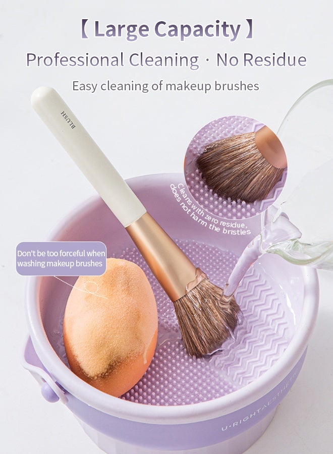 Aknzlmed 1pc 2-in-1 Silicone Makeup Brush Cleaner Pad with Drying Rack - Portable, Scent-Free, Multi-Functional Cleaning Tool for All Brush Sizes, Includes Holder & Quick-Dry Design, Ideal for Cosmetic Accessories Storage, Cleaning Brush - Image 3
