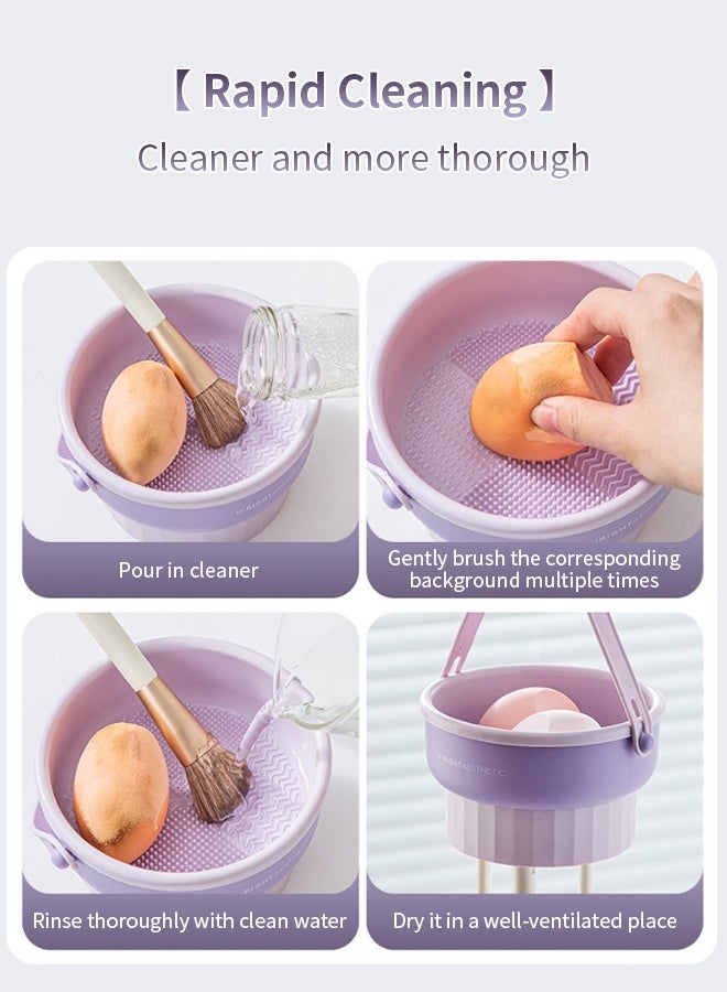 Aknzlmed 1pc 2-in-1 Silicone Makeup Brush Cleaner Pad with Drying Rack - Portable, Scent-Free, Multi-Functional Cleaning Tool for All Brush Sizes, Includes Holder & Quick-Dry Design, Ideal for Cosmetic Accessories Storage, Cleaning Brush - Image 5