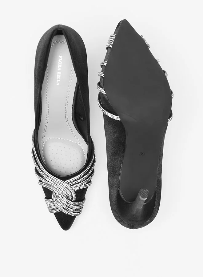 فلورا بيلا من شو إكسبرس Women's Embellished Slip-On Pumps With Stiletto Heels