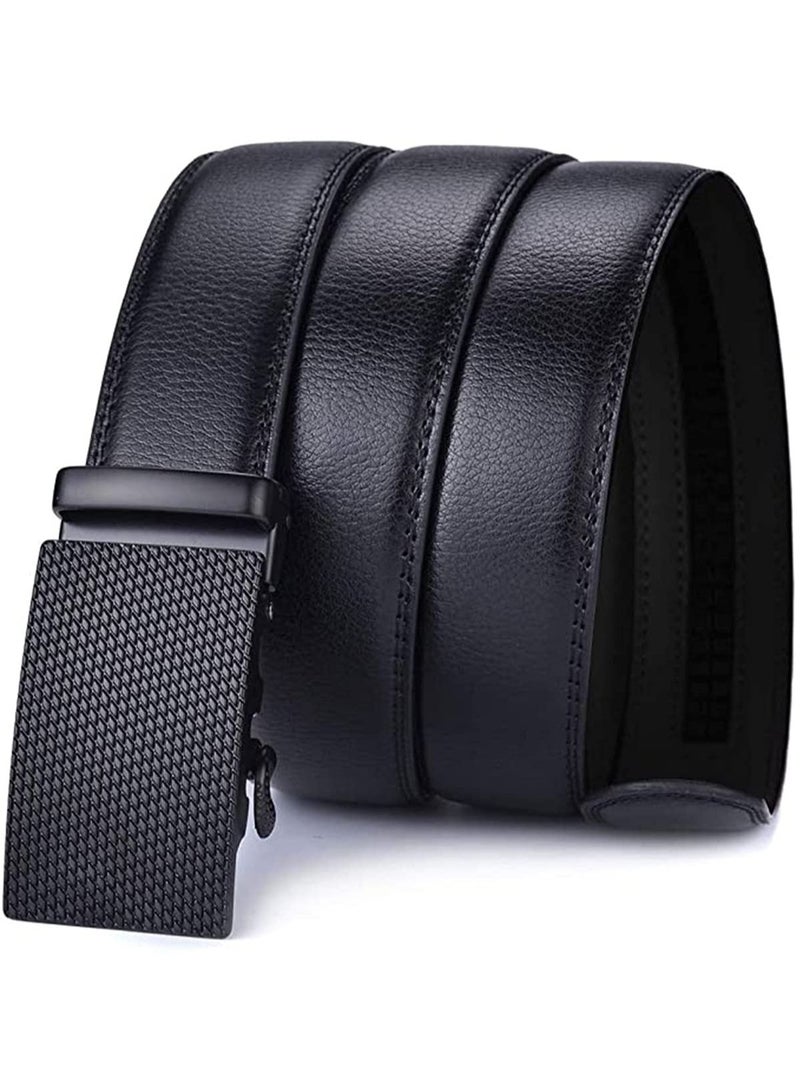 KASTWAVE Men's Leather Ratchet Dress Belts with Automatic Buckle Belt Fashion Soft Comfortable and Durable Quality Adjustable Trim to Fit Black - Image 2