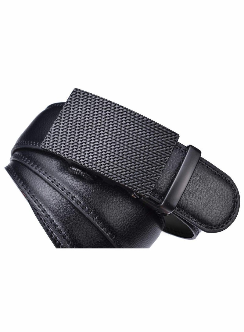KASTWAVE Men's Leather Ratchet Dress Belts with Automatic Buckle Belt Fashion Soft Comfortable and Durable Quality Adjustable Trim to Fit Black - Image 5