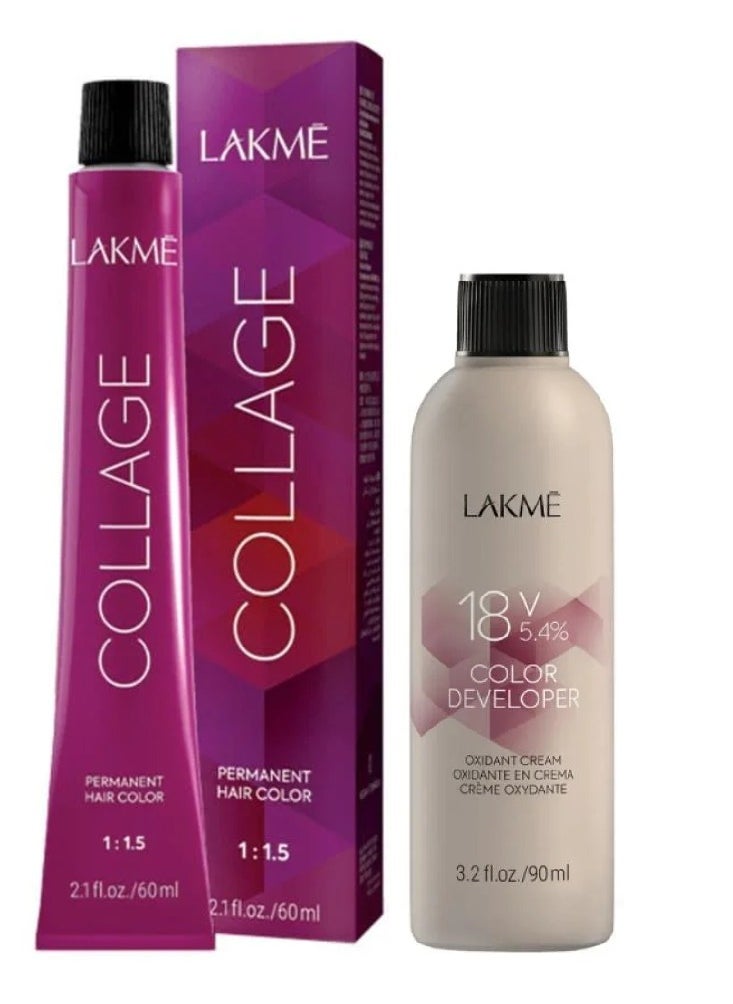 LAKME Collage Permanent Hair Color 10/17 Ash Blue Platinum Blonde and Oxidant Cream Color Developer 18 Vol 5.4% - 90 ml  - Image 1
