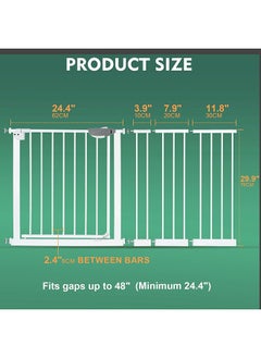 SKY-TOUCH Auto Close Extra Wide Child Gate With 20 CM Extension Kit Maximum Suitable For 104 CM, Baby Gates For Stairs & Doorways, Easy Install (Safety Railing + 20CM Extension Kit)  - Image 2