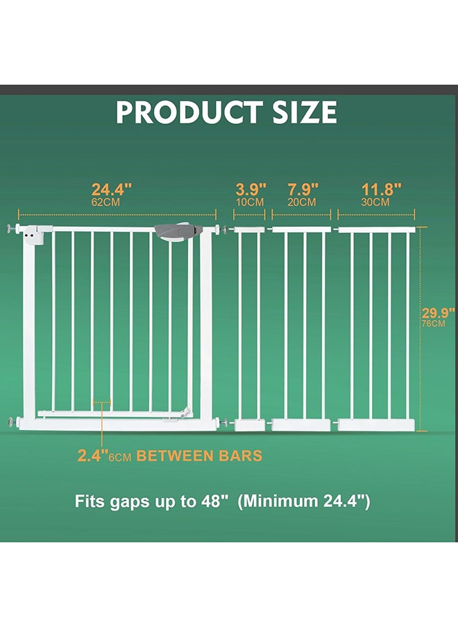 SKY-TOUCH - Auto Close Extra Wide Child Gate With 20 CM Extension Kit Maximum Suitable For 104 CM, Baby Gates For Stairs & Doorways, Easy Install (Safety Railing + 20CM Extension Kit) - Image 1