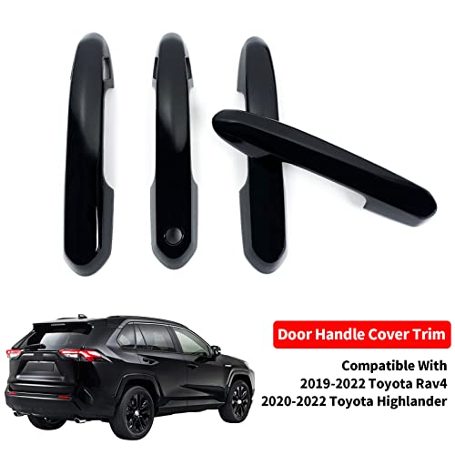 BENXUTO Door Handle Cover Trim Compatible With Toyota Rav4 XLE SE XSE 20192025 For Highlander L LE XLE XSE 2024 2023 2022 2021 2020 Exterior Door Handles Accessories Decoration Smart Key Holes Glossy Black - Image 5
