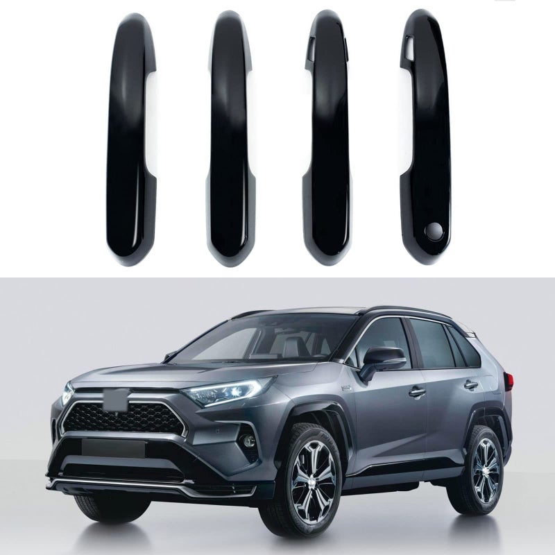 BENXUTO Door Handle Cover Trim Compatible With Toyota Rav4 XLE SE XSE 20192025 For Highlander L LE XLE XSE 2024 2023 2022 2021 2020 Exterior Door Handles Accessories Decoration Smart Key Holes Glossy Black - Image 2