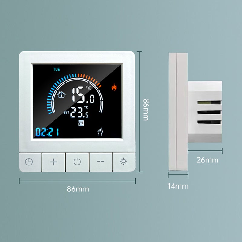 Smart Thermostat 90-240V AC, 5-60°C Range, Intelligent Weekly Programming - Manual & Automatic Modes, Digital Thermostat for Home, Office, Hotel - Image 2