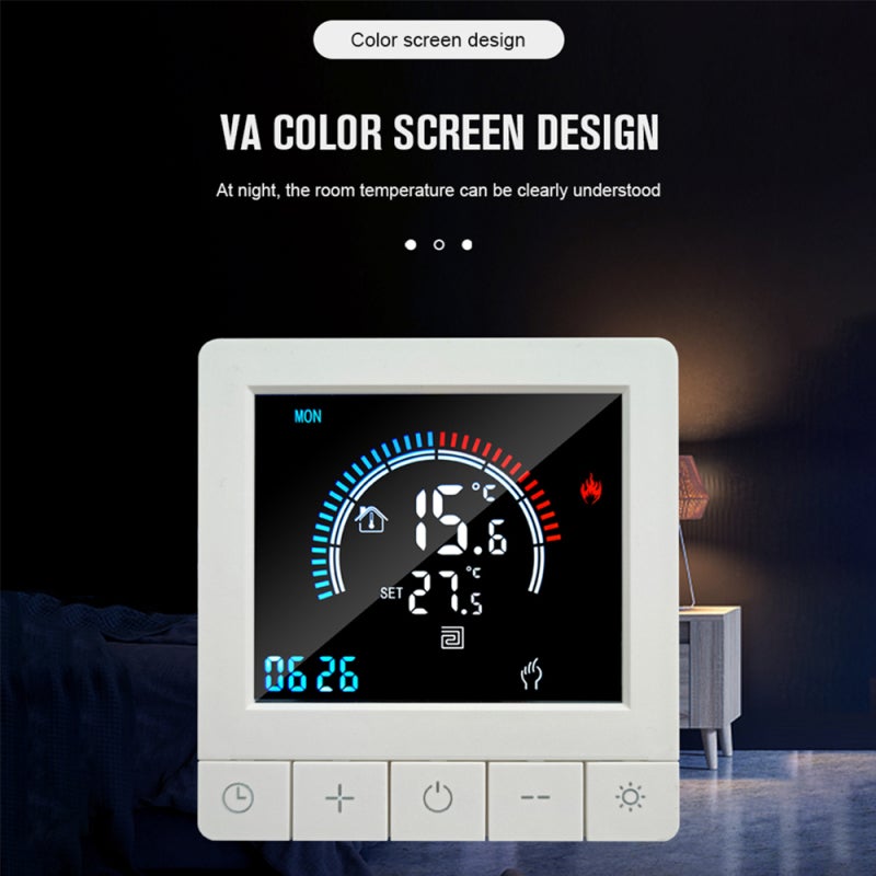 Smart Thermostat 90-240V AC, 5-60°C Range, Intelligent Weekly Programming - Manual & Automatic Modes, Digital Thermostat for Home, Office, Hotel - Image 5