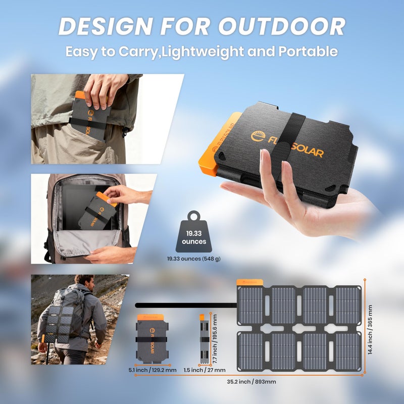 FlexSolar 25W Ultra-Portable Solar Panel Charger with Quick Charge, USB-A & USB-C Ports, Ultra-Lightweight for Outdoor Emergency Power, Backpacking, Hiking, and Camping - Image 4