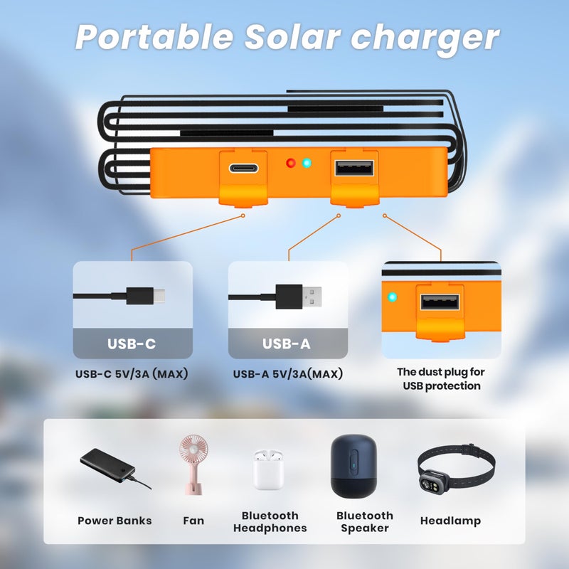 FlexSolar 25W Ultra-Portable Solar Panel Charger with Quick Charge, USB-A & USB-C Ports, Ultra-Lightweight for Outdoor Emergency Power, Backpacking, Hiking, and Camping - Image 5