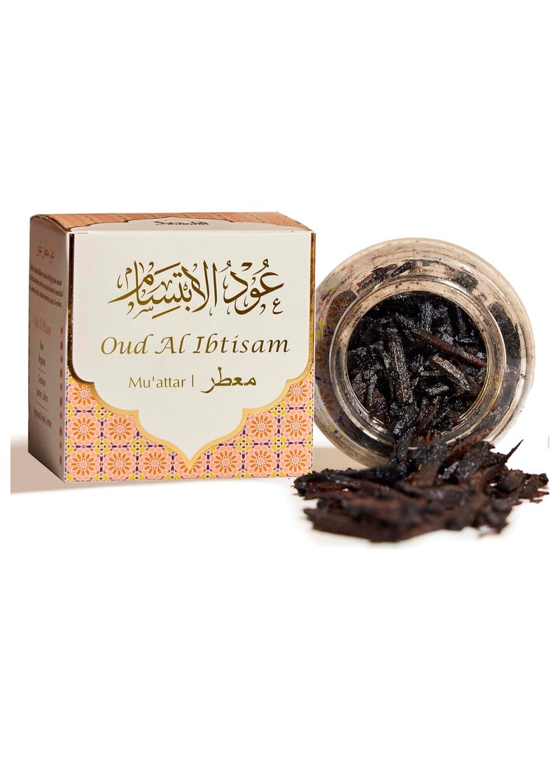 DUKHNI Oud Al Ibtisam Muattar Bakhoor by Dukhni | 1 jar X 40 grams | Arabic Bakhoor Incense | Aromatic Wood Chips | Warm Floral Oud Blend | Perfect for Prayer Time | To Relax & Meditate | Ramadan & Eid gifts  - Image 1