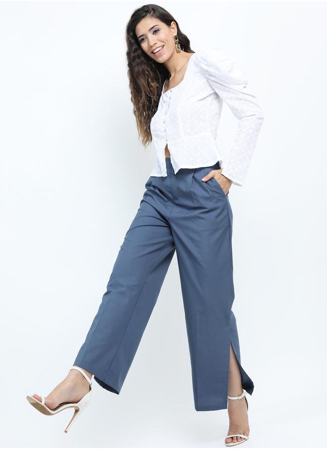 Tokyo Talkies Solid Straight Fit Trouser with Side Slit by Styli  - Image 2