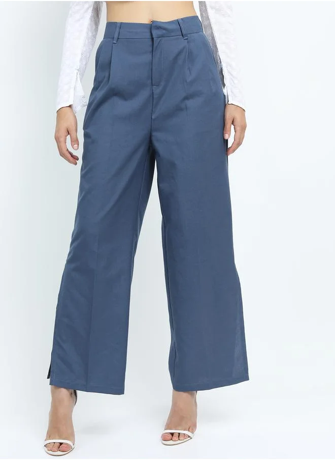 Tokyo Talkies Solid Straight Fit Trouser with Side Slit by Styli