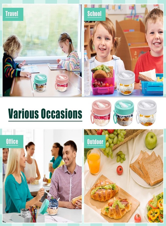 Rtteri 6 Pcs 20 oz Large Overnight Oats Containers with Lids and Spoons Plastic Yogurt Jars Leakproof Overnight Oats Jars with Lids Smoothie Containers Cups for Food Storage, 3 Colors - Image 4