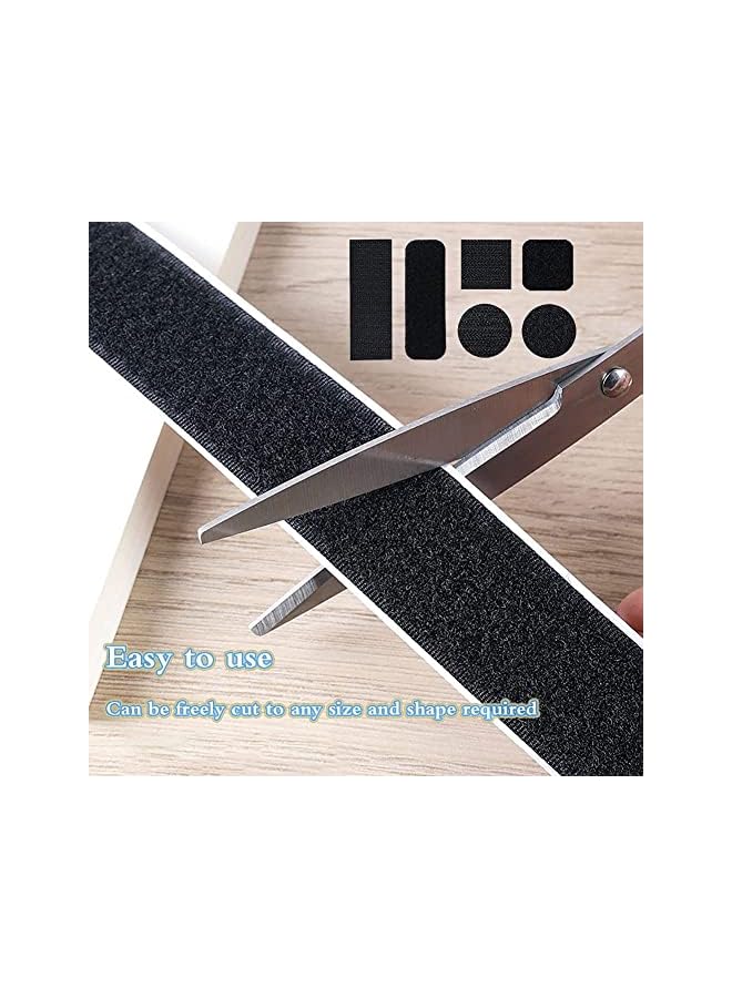 PROMASS Self-Adhesive Hook and Loop Strips Tape Roll, Black Heavy Double Sided Sticky Duty Strips Industrial Strength Sticky Fastener Interlocking Fastener for Household Kitchen School Office, 1M, Set of 2 - Image 2